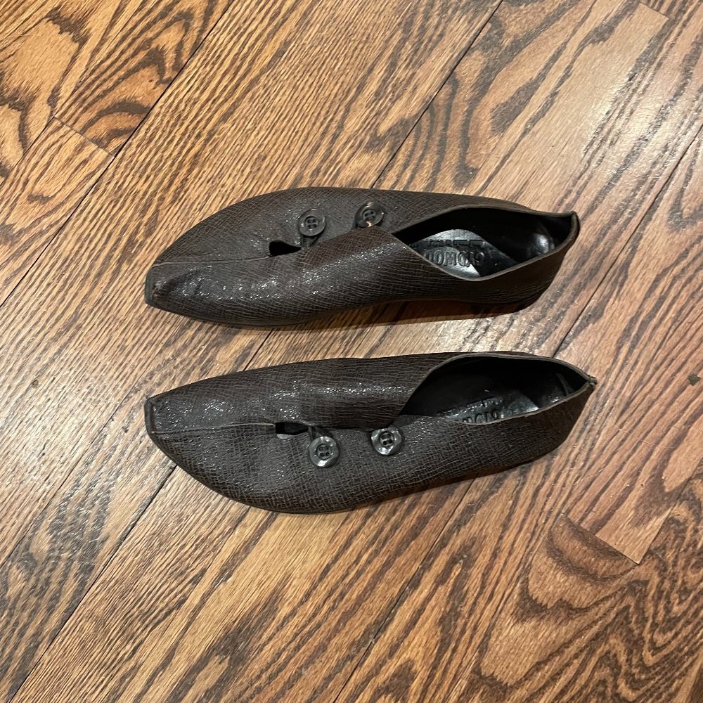 Cydwoq Gray Leather Flats, 39.5, 9.5